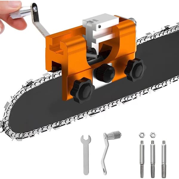 Chainsaw Sharpener with 3 Grinding Heads Compatible with All Chainsaw Types Manual Crank