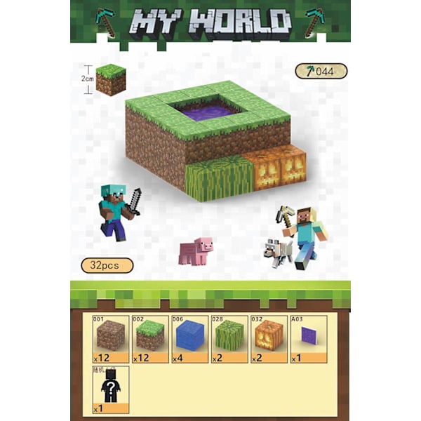 32 stk T044 Twilight Portal Minecraft Magnetiske Byggeklodser Stabelbare Minifigur Legetøj Magnet Cube World Set Legetøj[GL]