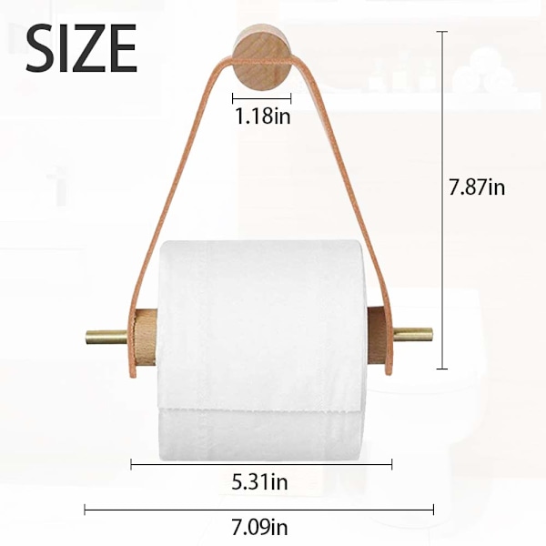 Toiletpapirholder, Kreativ Træ Toiletpapirholder Badeværelse Retro Toiletpapirholder til Toilet Badeværelse Dekoration