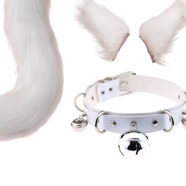 1/2/3/5 Faux Cat ører og halesett Halloween Fancy Dress Cosplay White 1 Pc White
