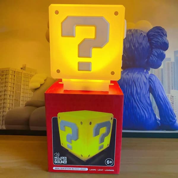 Sounding Mario Lamp, Rechargeable Question Mark Night Light, Square Lamp