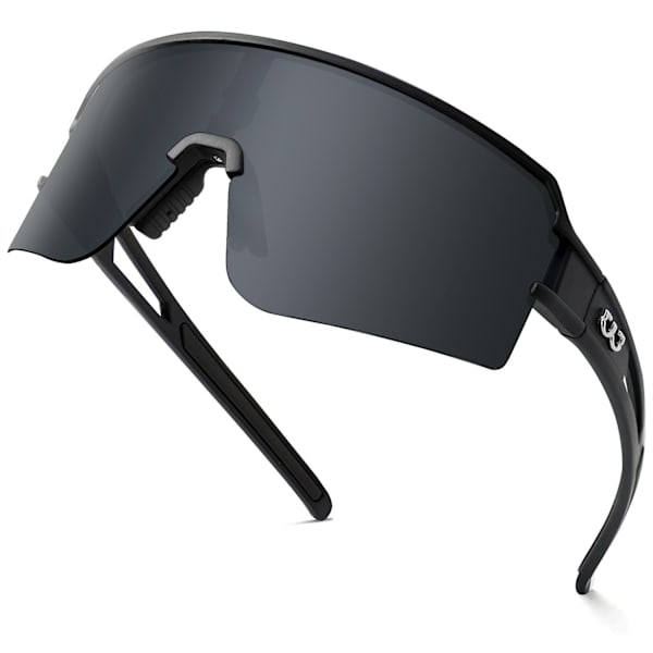 Polarisoidit pyöräilylasit miehille ja naisille, UV400-suoja, urheilulasit baseballin, juoksun jne. harrastuksiin Black&gray Lens
