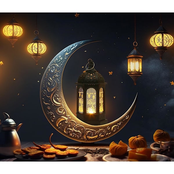 2 stycken Ramadan-lyktor Dekoration 5,2\" Höjd Retro Hängande lampa Eid Mubarak Flammlös