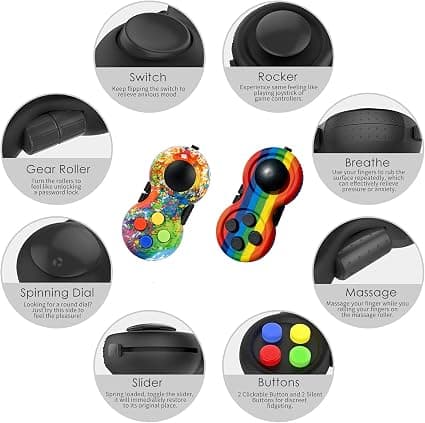 (Graffiti + Rainbow) 8 Functions Fidget Toy Cube Controller Stress P