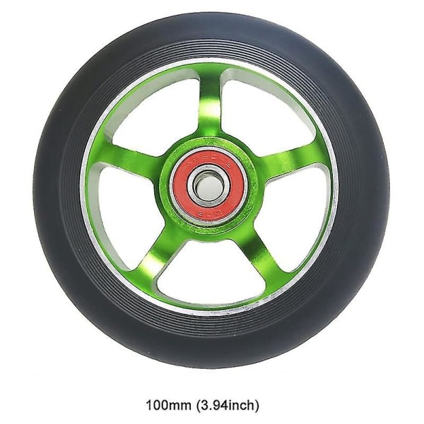2st 100 mm skoterbyteshjul med lager aluminium hållbara Pu-skoterdelar Scooter (haoyi