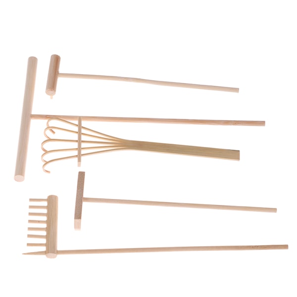 5 st Mini Bambu Räfsa för Zen Trädgård Sandbord Meditation F 2(5 hooks 1Pc)