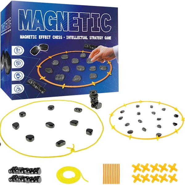 Magnetisk sjakkbrett - Magnetisk brettspill - Morsomt magnetisk brettspill - Puslespill - Strategispill - Julegave til barn No sponge chessboard Rope + 20 chess pieces