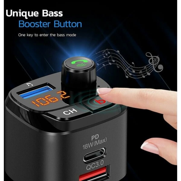 Sender, Advanced Bluetooth 5.0 Car Kit håndfri, trådløs adapter for bilradio musikkspiller