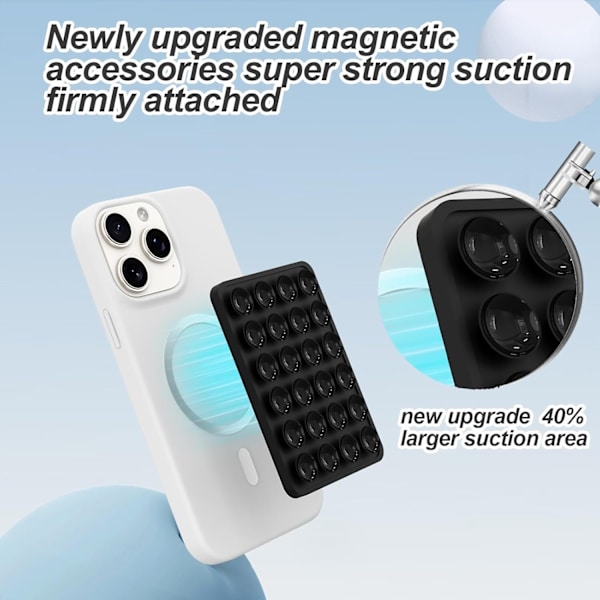 Magnetisk sugpropp telefonhållare för MagSafe-skal, silikon sticky phone grip för iPhone_xx black
