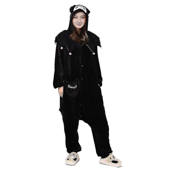 Kuromi Cosplay-asu Naiset Kigurumi Pyjamat Halloween Piirretty Onesies Lapset Kawaii Flanelli Kotiasu Lomalle Juhliin Tytöt Lahja kuromi Kuromi 110