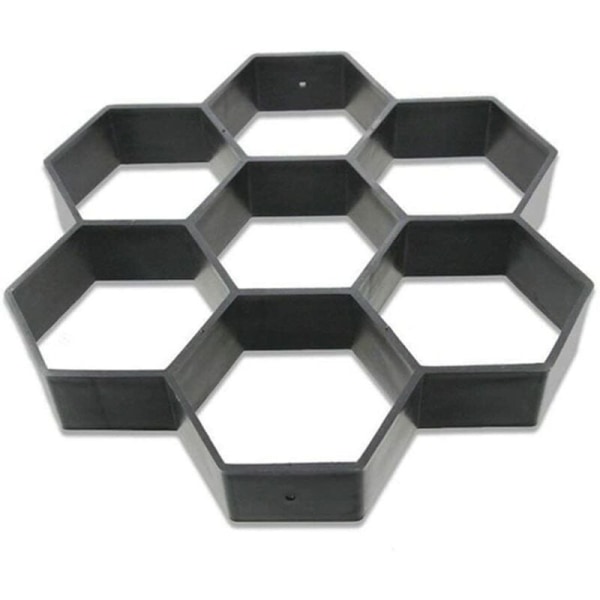 Gjenbrukbar sekskantform for betongutlegger, trinn, sementstein for fortau, innkjørsel, uteplass, hage, vei (30 x 30 cm, svart)