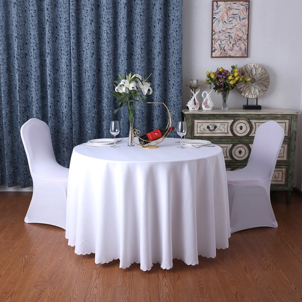 120 tommer rund dug Vaskbar polyesterdug dekorativt borddæksel til bryllupsfest (120 tommer, hvid)