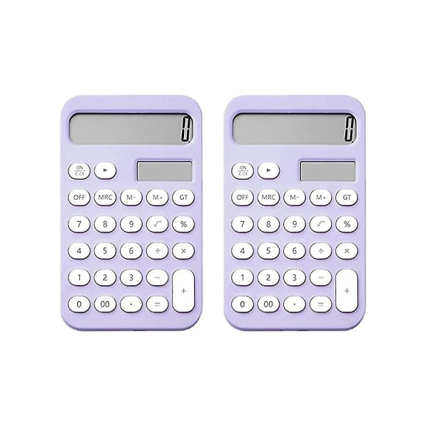2 stk Skrivebordskalkulator Grunnkalkulator 12-siffer lommekalkulatorer Desktop med LCD-skjerm for avslåing