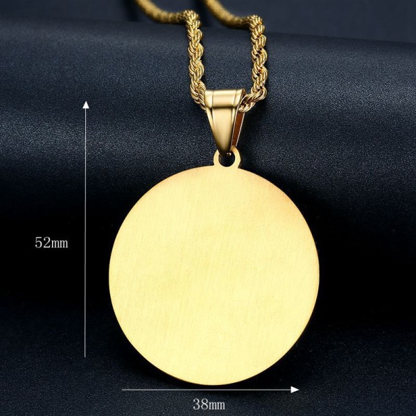 Mænds stål Lion Head Circle Medal Pendant halskæde sort Onyx