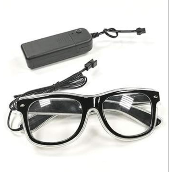 Fasjonable glødebriller med batterikontroll Light Up EL Wire Led-blinkende briller til festivaler, halloween-julebursdagsfest (isblå)