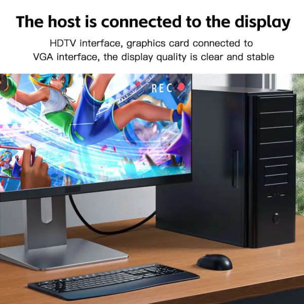HDTV til VGA-omformer, høyoppløselig videoadapter, tilkobling av datamaskin-TV-boks