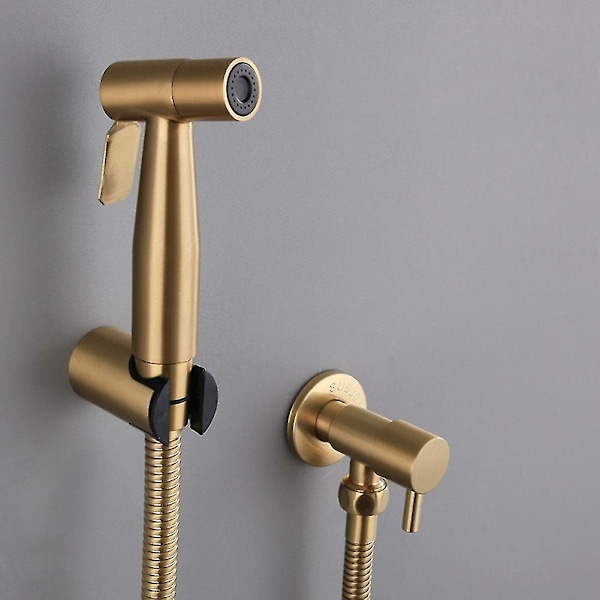 Bad Toalett Bidet Kran Kit Børstet Gull Bidet Spray Dusch med Avstengningsventil