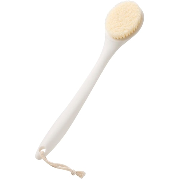 Kroppsborste Extra Mjuk Duschborste Rygg Exfolierande med Halkfritt Långt Handtag och Hängögla för Exfoliering Rengöring Hud White