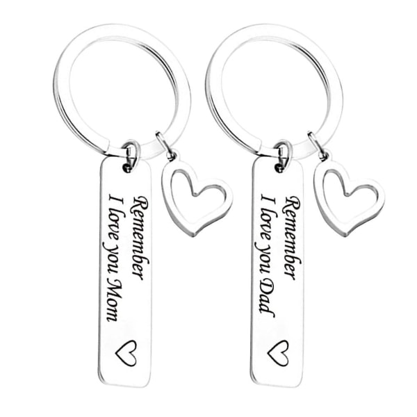 2pcs Stainless Steel Keyrings Hanging Hollow Heart Key Ring for Father's Day Mother's Day Gift IC