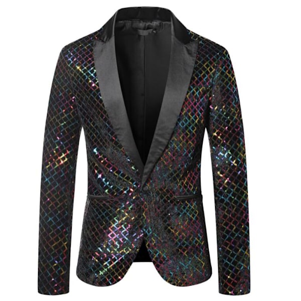 Smokingjakke med paljetter for menn Blazer Ballkjole regnbue rainbow XL