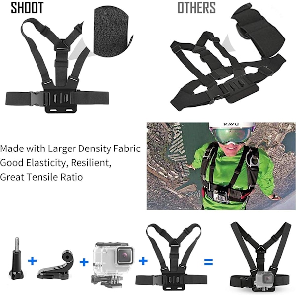 10-i-1 GoPro Tilbehørssett, Action Kameratilbehør for GoPro Hero 12 11 10 9 8 7 6 5 4 3+ 3 Hero Session 5 Black AKASO EK7000 Ape