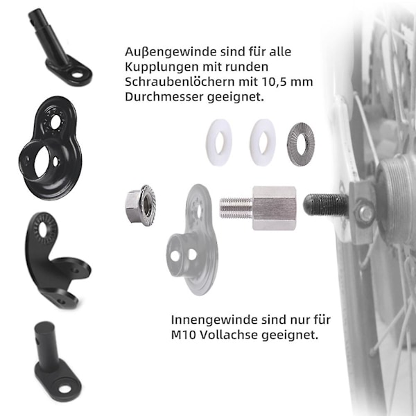 Dragkroksanslutningsskruv för cykel, kraftig släpvagnsanslutningsadapter, cykelsläpvagnstillbehör