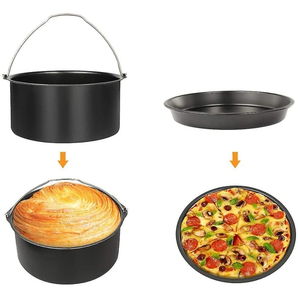 7-tums Airfryer-tillbehör, 2-pack bakform kakform pizzabricka--