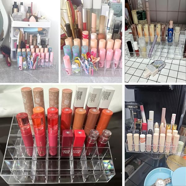 40 Gitre Læbestiftholder, Gennemsigtig Akryl Lipgloss Organizer Opbevaringsboks til Læbestifttuber