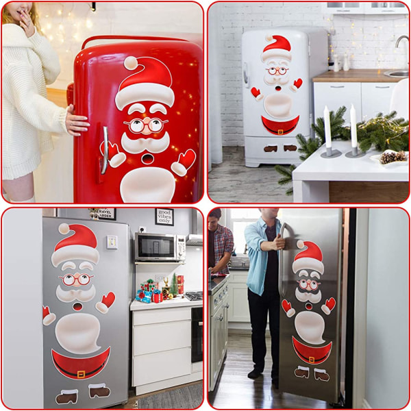 12 stk Julenissen Kjøleskapsmagneter Klistremerkesett, julepynt, for kjøleskap, metalldør, julepynt