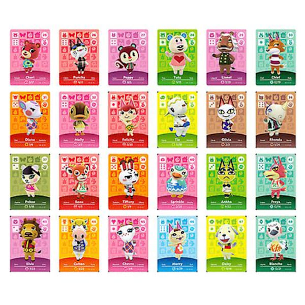 24 stk. Mini Spillekort Videokassette Samling Animal Crossing Egnet til Switch 25-48