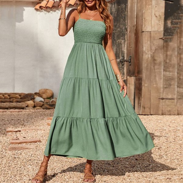 Sommerkjoler til kvinder UK Udsalg Fest Elegant Bohemian Off Shoulder Løs Kortærmet A-Linje Ensfarvet Maxi Lang Kjole Dame Maxi Kjoler