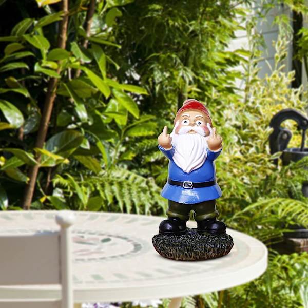 Morsomme hagegnomer, fargerike hagepynt Dobbel langfinger utendørs frekk gnome-figur gave 13,97 cm