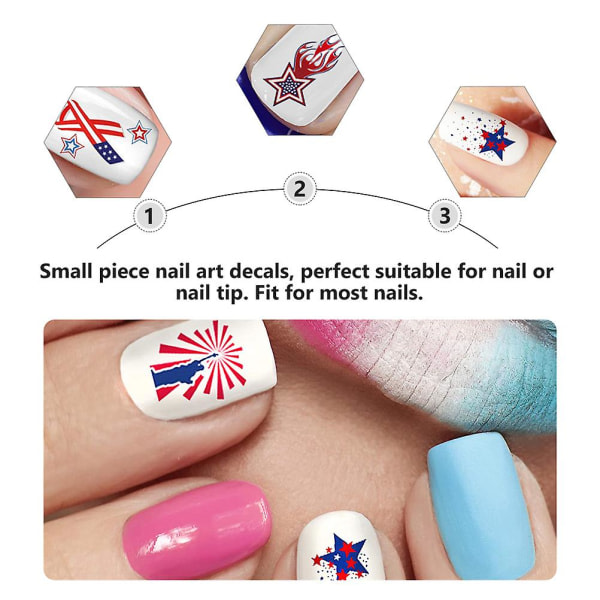 Ark med nationaldagsmanikyrdekaler Dekorativa nagelklistermärken Nail art (9x6 cm, olika färger)