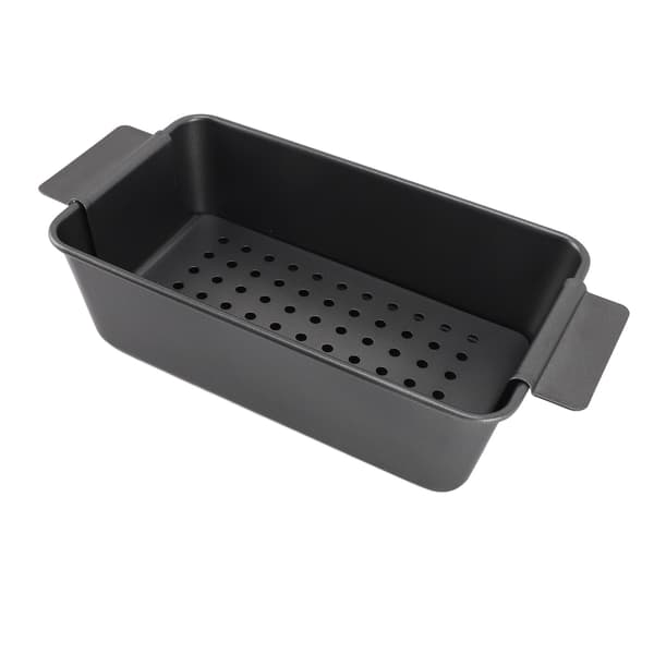 Rektangulær røykfri non-stick multifunksjonell grillpanne i karbonstål med hull og doble ører