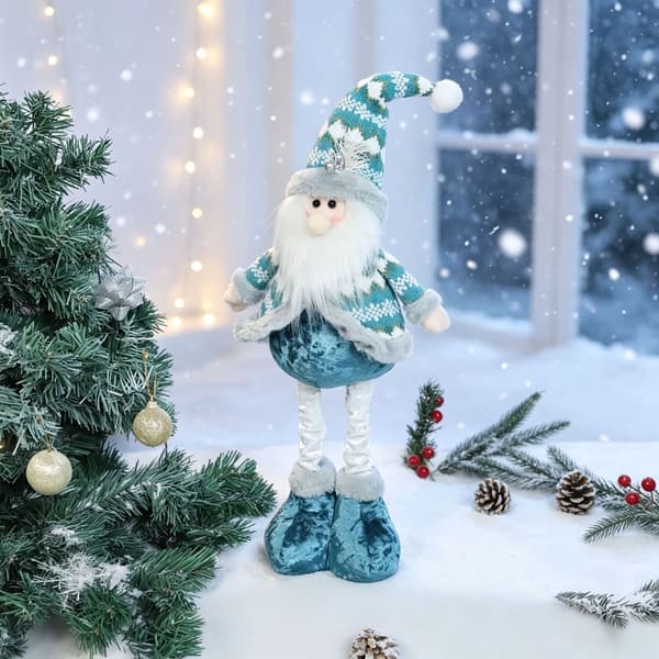 Udtrækkelig julemand snemand rensdyr plys julepynt blå vinduespynt Blue Retractable Deer