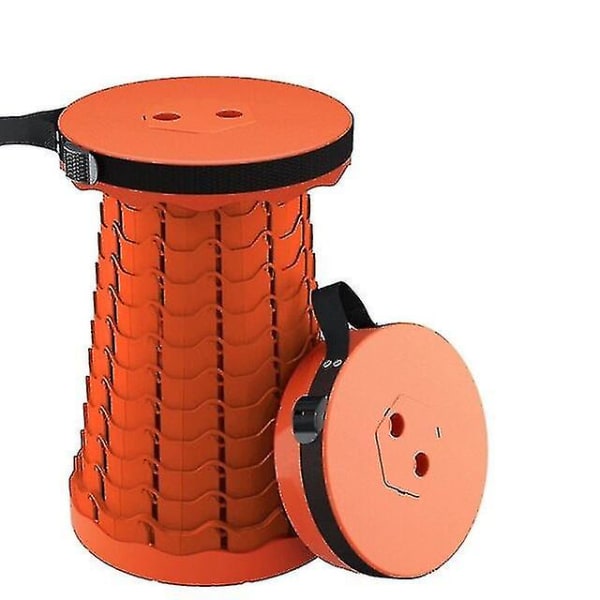 Kannettava leirintäjakkara muovinen teleskooppijakkara ulkona taitettava tuoli (väri: oranssi)
