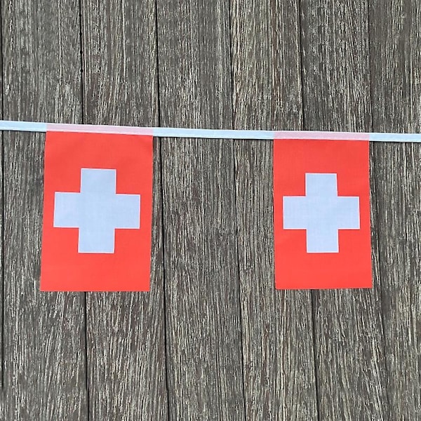 20 st/set Schweiz Vimpelflaggor Vimpelgirlang Schweizisk Flagga Vimplar Festival Festlig Högtid Kamouflage Camouflage 14 by 21cm 20pcs