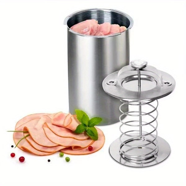 Ham Press i rustfrit stål med termometer, trykkoger til kødpålæg