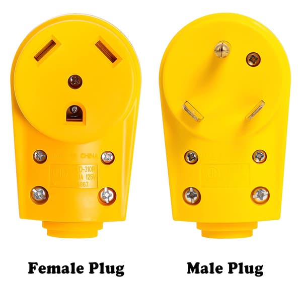Sett med 125V 30A Bobilsokler Gul Plugghåndtak