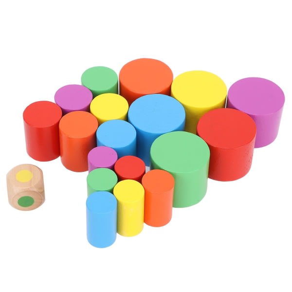 Kid Cylinder Stacking Block Wooden Fun Parent Child Interactive Building Stacking Block Educational Toy