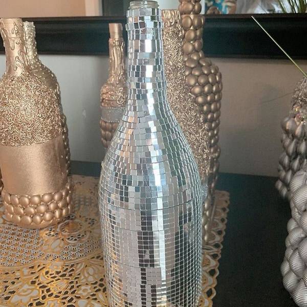 Rullar Självhäftande Spegelmosaik Dekaler DIY Dekoration Glasmosaikplattor (100X4X0.12CM, Silver)