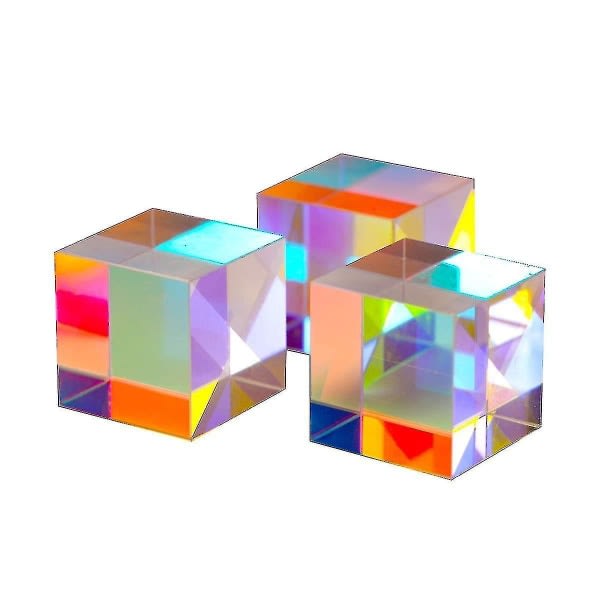 Terningprismer Optiske trekantede prismer Beamsplitter Prismer Dispersive prismer til fysiske og dekorative samme størrelse 2 cm 2 stk.