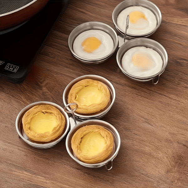 Egg Steamer-sett i rustfritt stål, 1 stativ 3 brett for kokte og posjerte egg, frokost