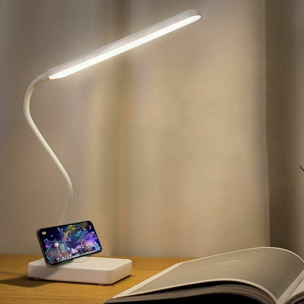 USB ladattava 2000 mAh akkukäyttöinen langaton LED-pöytälamppu Kosketusohjain 3 väriä 6 säädettävä kirkkaus kannettava pöytälamppu