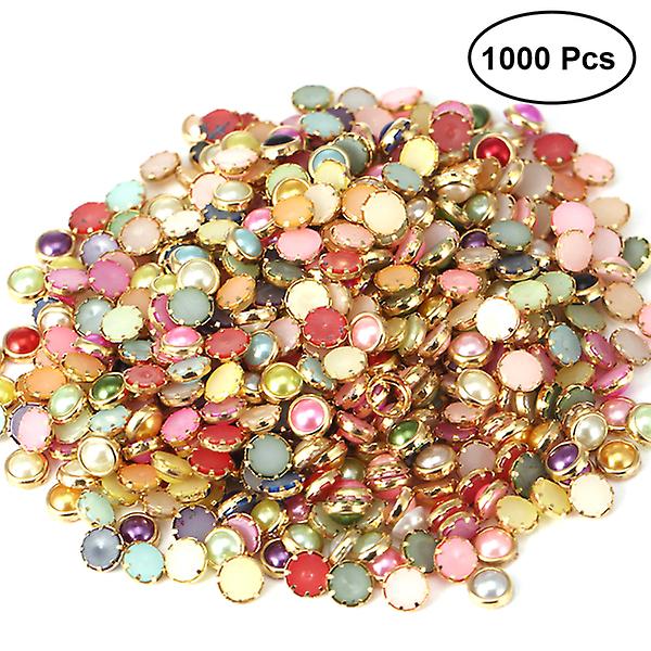 1000 stk./pak Runde Neglekunst Rhinestones Abs Negledekorationer Flad Bagside Rhinestone Dekorationer (Assorteret Farve)