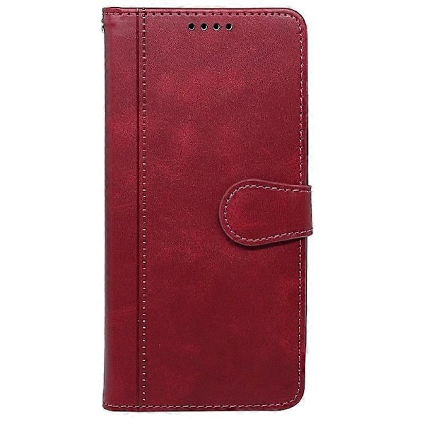 Kompatibel med Nothing Phone (3a) Etui Kalvetekstur Læder Stand Bogstil Telefon Etui - Rød-Perfekt Red