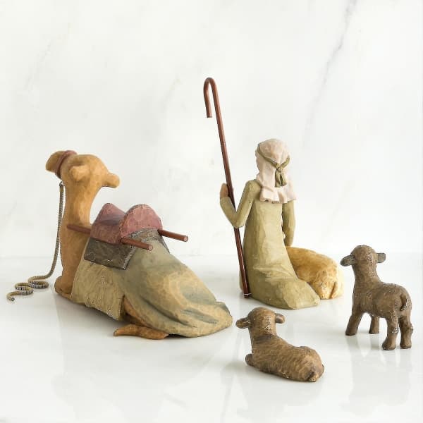 (AZC) Willow Tree Handmålade Skulpturer Figurer Julkrubba Herde