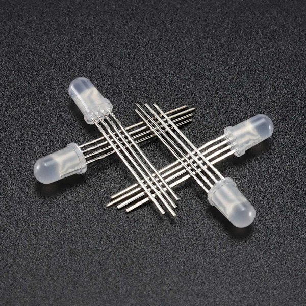50 stk. 5mm RGB LED Dioder Tricolor (Multifarvet Rød Grøn Blå 4-benet Fælles Katode) Belysning Elektroniske Komponenter Lysdiode