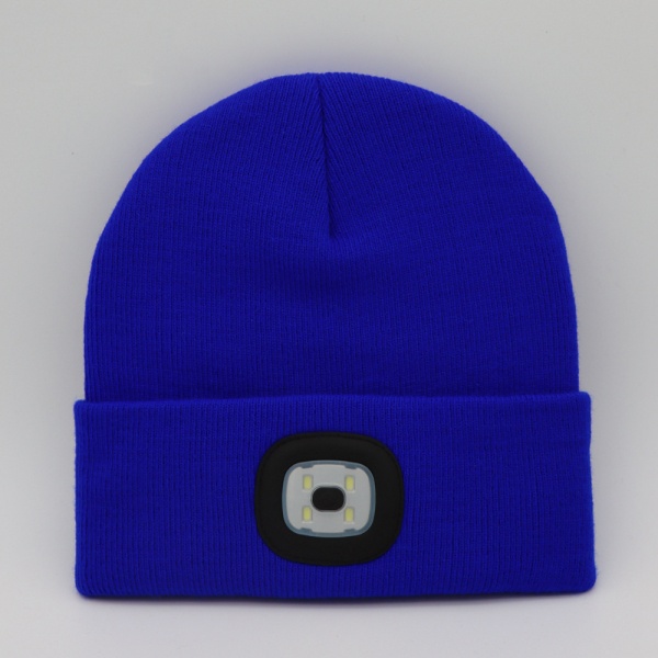 Strikkehat med LED-lys for jogging blue