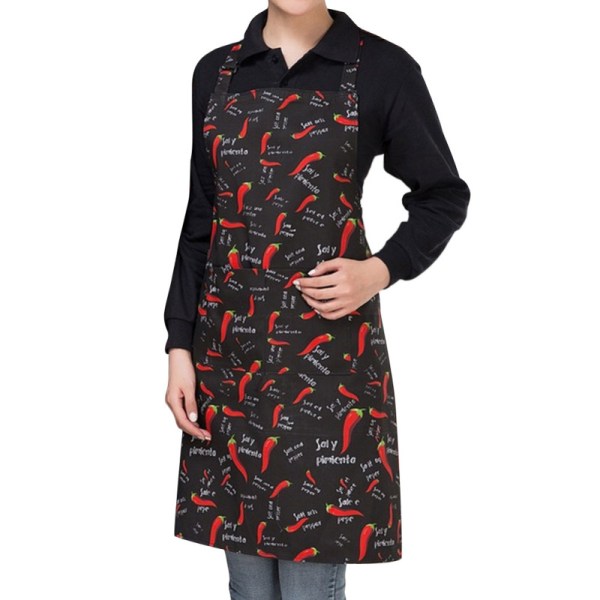 Förkläde med ficka Matlagning Kök Bakning Restaurang Haklappar Chili mönster 57x70cm Chili Mönster